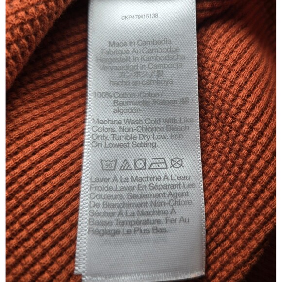 Madewell Women’s XS Orange Waffle Knit V-Neck Long Sleeve Thermal Top Cotton - Picture 5 of 10